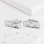 Ashes Or Hair Encapsulated Resin And Glitter Oblong Cufflinks
