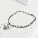 Ashes or Hair Imprinted Crystal Heart Bracelet