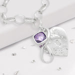 Ashes or Hair Imprinted Heart Birthstone and Infinity knot Bracelet