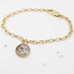 Ashes or Hair Memorial Round 9ct yellow gold Inlaid Charm Bracelet
