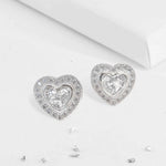 Ashes or hair small heart crystal stud earrings