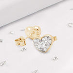 9ct Yellow Gold Ashes or Hair Resin Inlaid Heart Stud Earrings