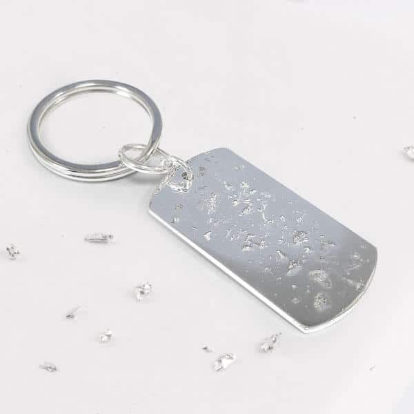 Ashes or Hair Imprinted Sterling Silver Keyring
