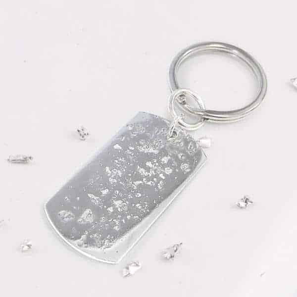 Ashes or Hair Imprinted Sterling Silver Keyring