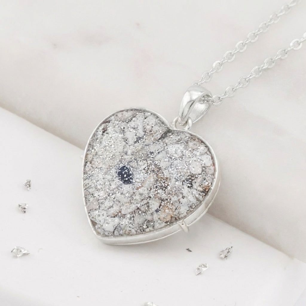 Ashes or Hair Inlaid Resin Heart Locket