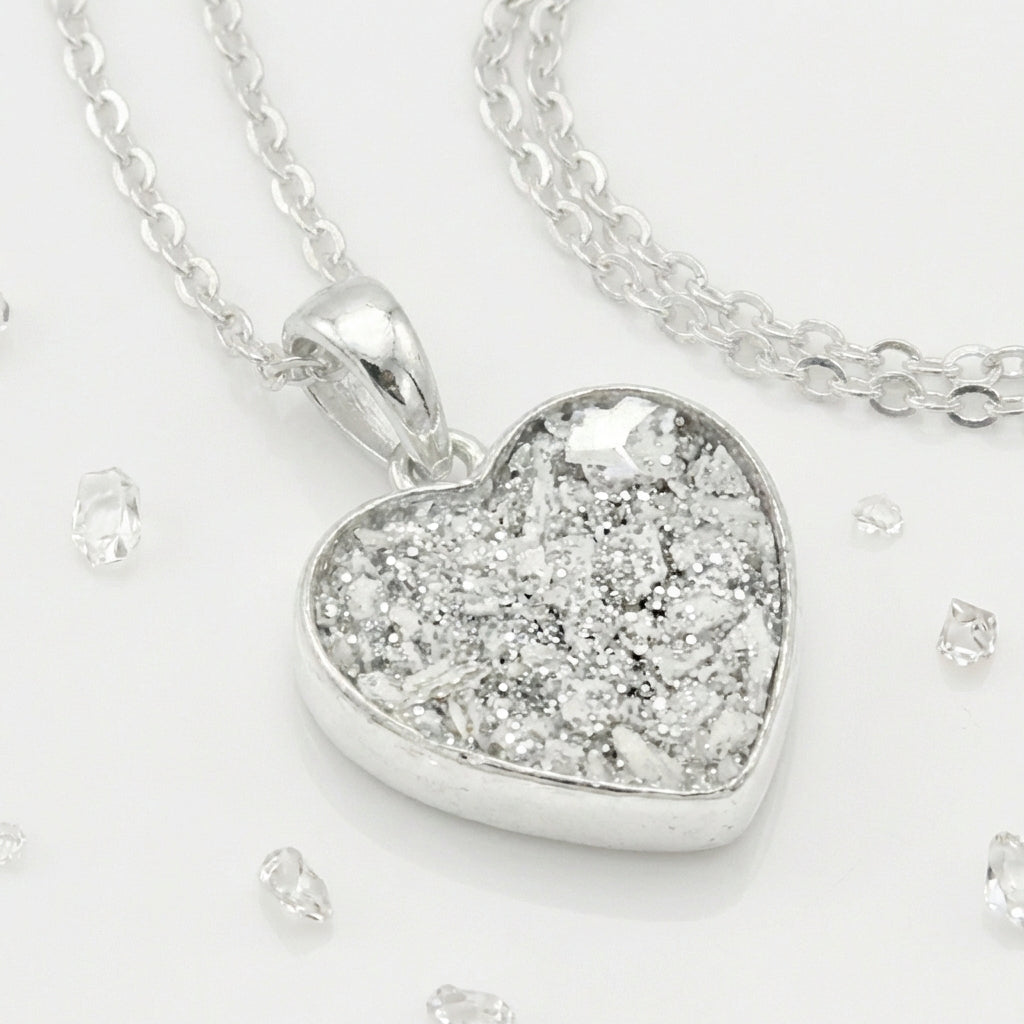 Ashes or Hair Inlaid Resin Heart Pendant