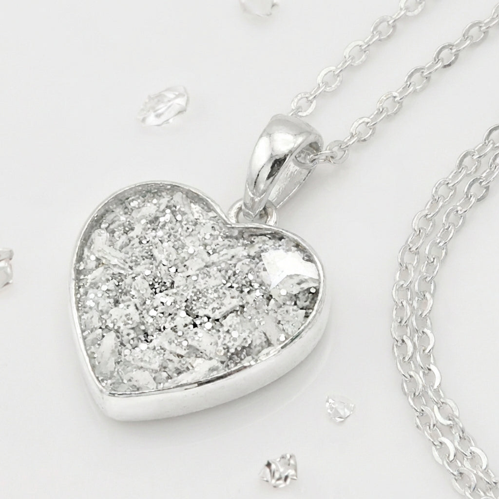 Ashes or Hair Inlaid Resin Heart Pendant