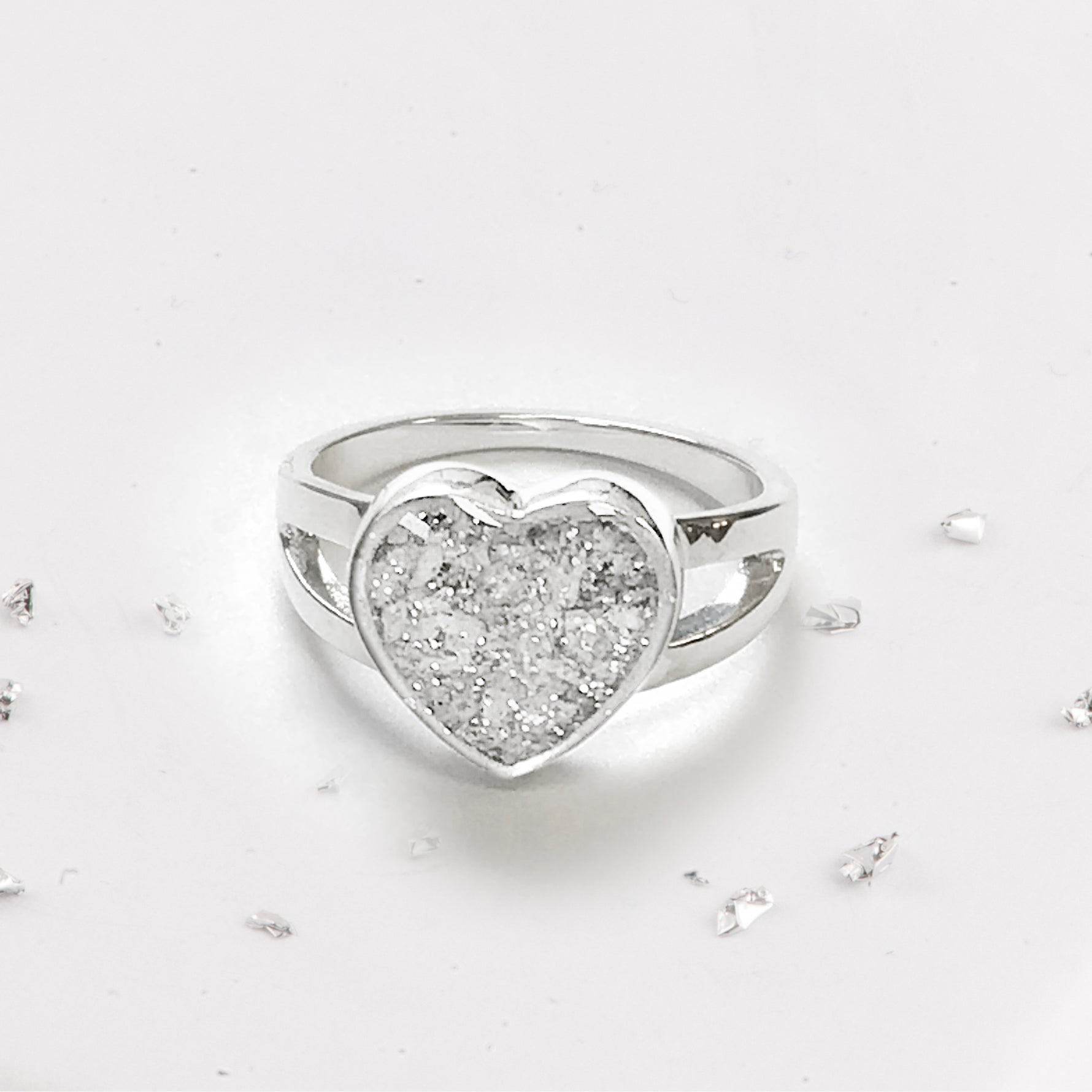 Ashes or Hair Resin Inlaid Heart Ring