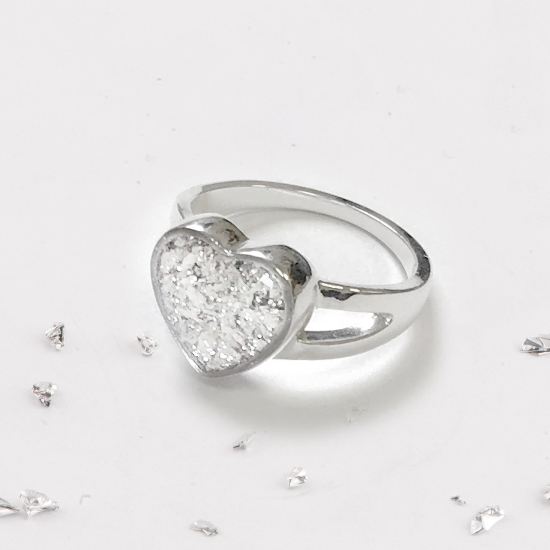Ashes or Hair Resin Inlaid Heart Ring