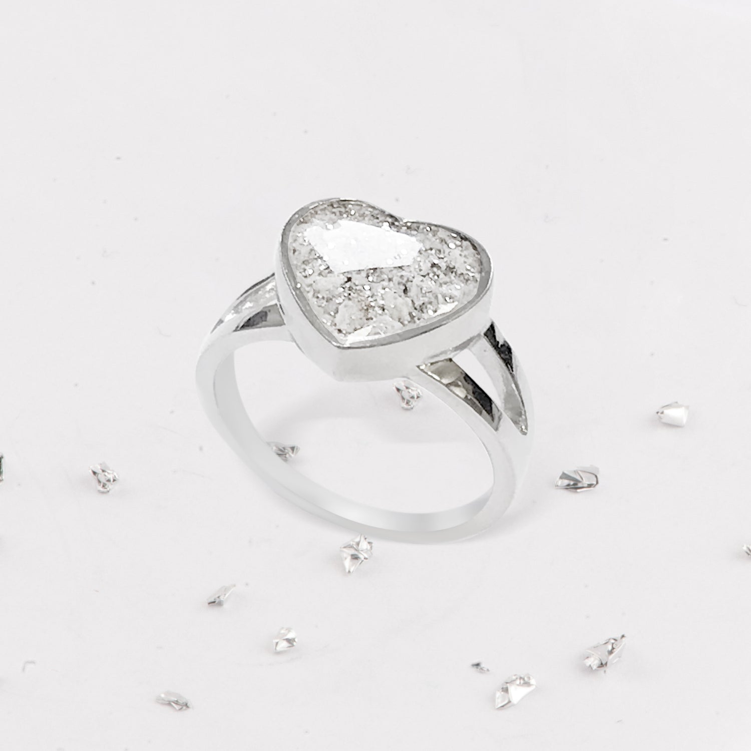 Ashes or Hair Resin Inlaid Heart Ring