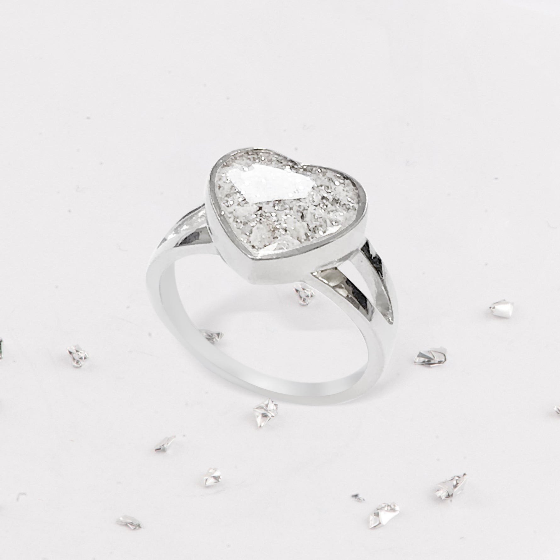 Ashes or Hair Resin Inlaid Heart Ring