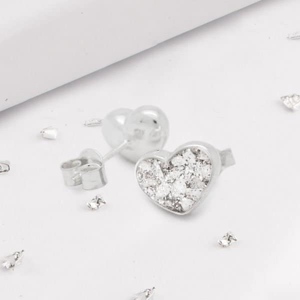Ashes or Hair Resin Inlaid Heart Stud Earrings