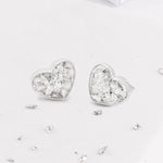 Ashes or Hair Resin Inlaid Heart Stud Earrings