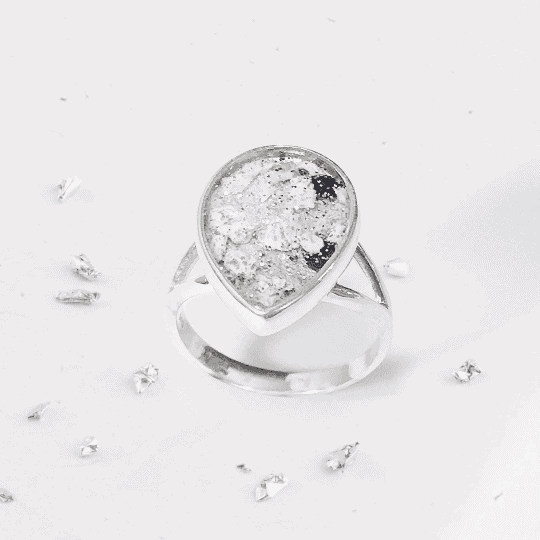 Ashes or Hair Resin Inlaid Teardrop Ring