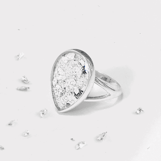 Ashes or Hair Resin Inlaid Teardrop Ring
