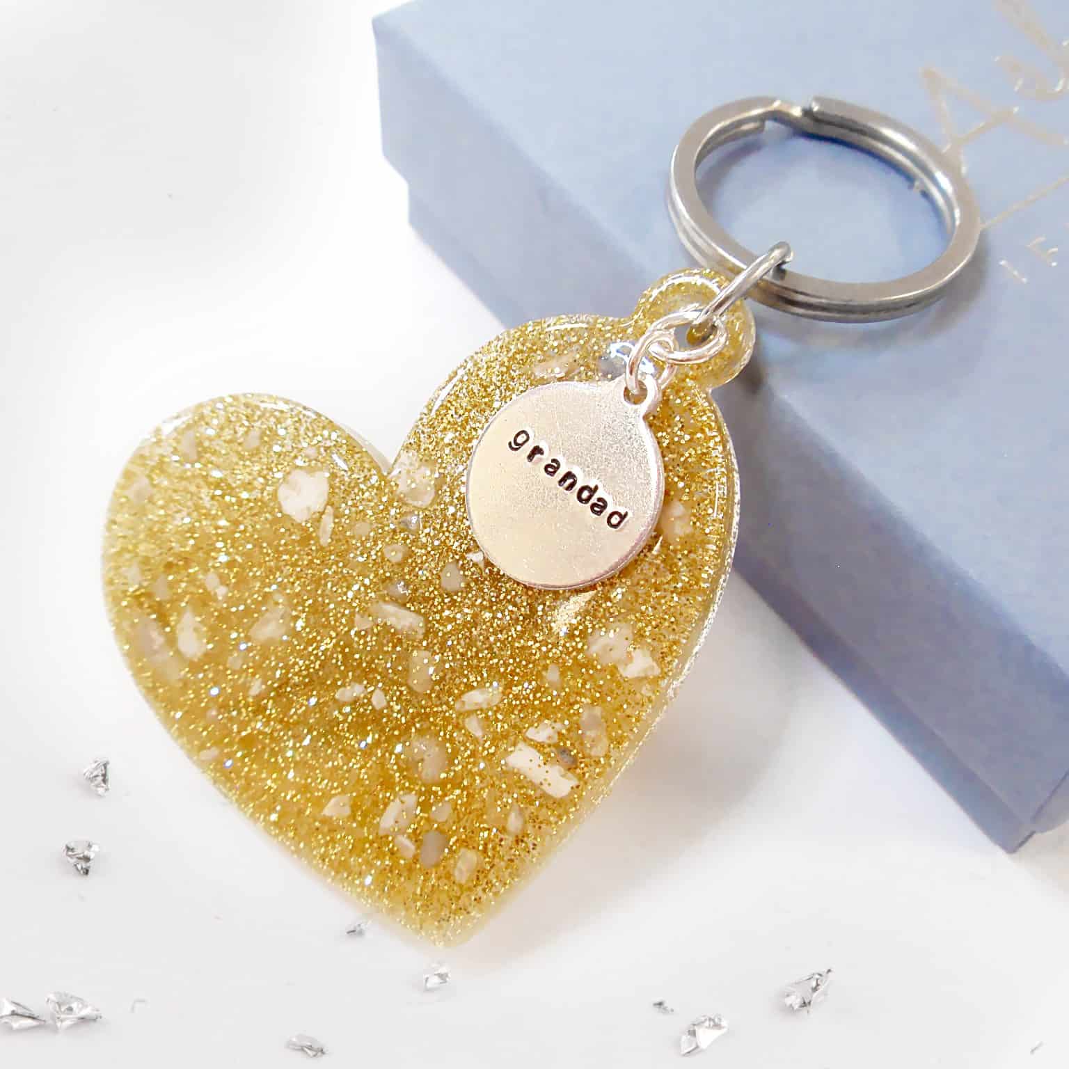 Hair or Ashes Heart Glitter Resin Keyring