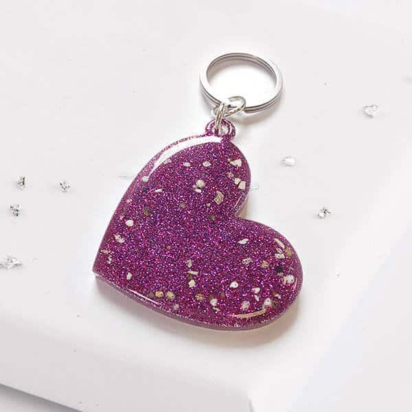 Hair or Ashes Heart Glitter Resin Keyring