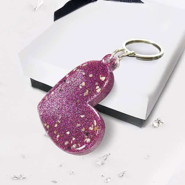 Hair or Ashes Heart Glitter Resin Keyring