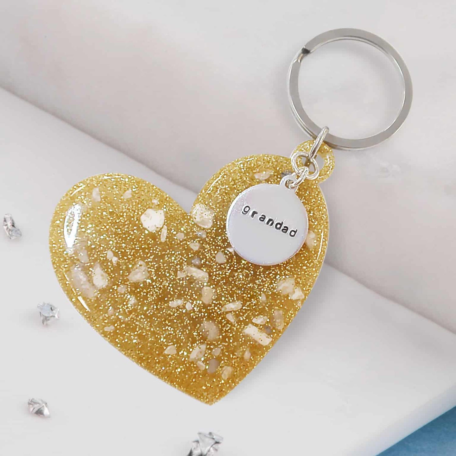 Hair or Ashes Heart Glitter Resin Keyring