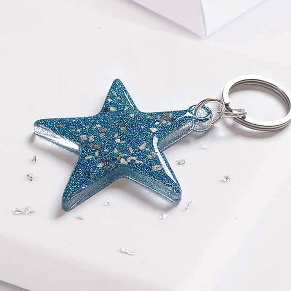 Hair or Ashes Star Glitter Resin Keyring