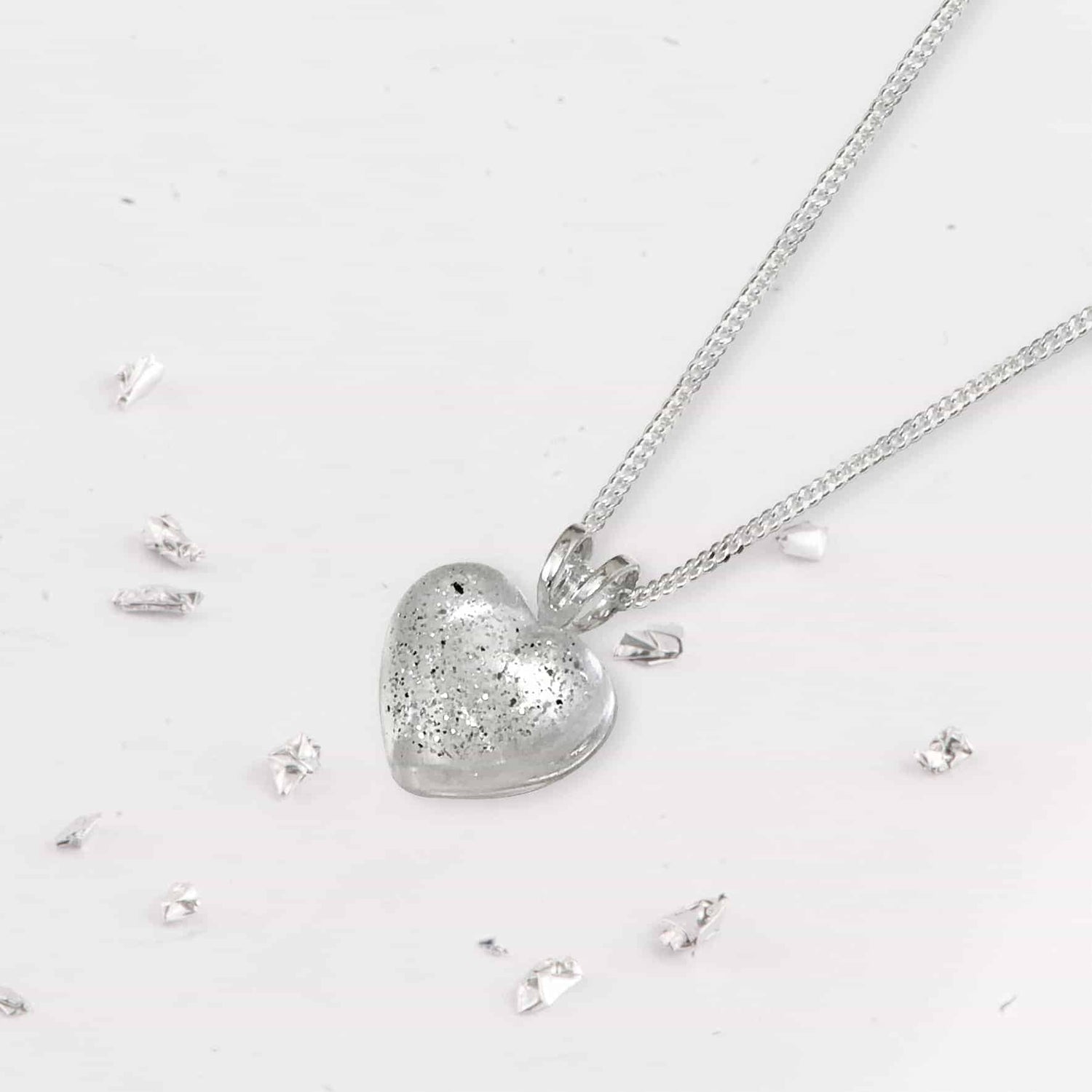 Small Heart Resin And Sterling Silver Memorial Pendant