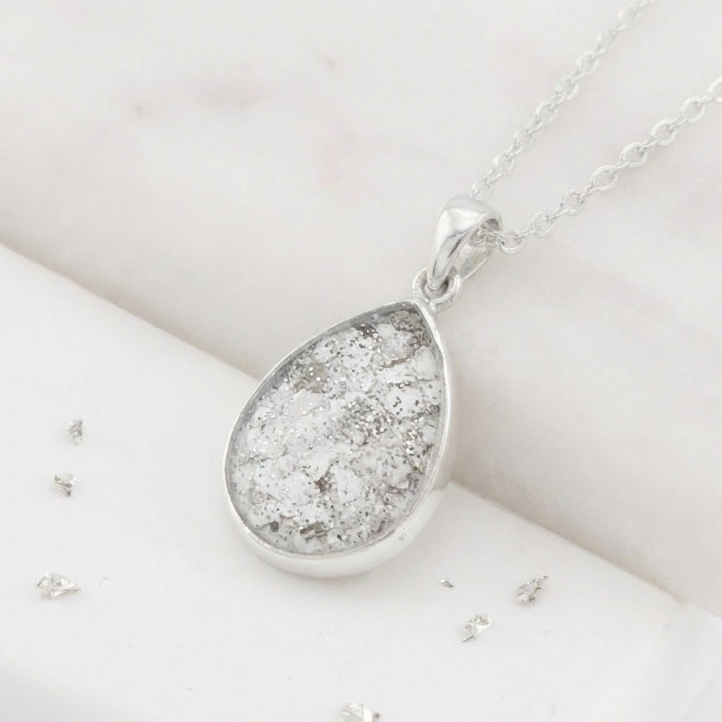 Small Resin Teardrop Inlaid Memorial Pendant