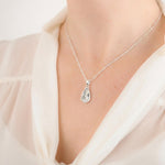 Sterling Silver Mid Size Resin Inlaid Teardrop And Angel Wing Overlay Pendant