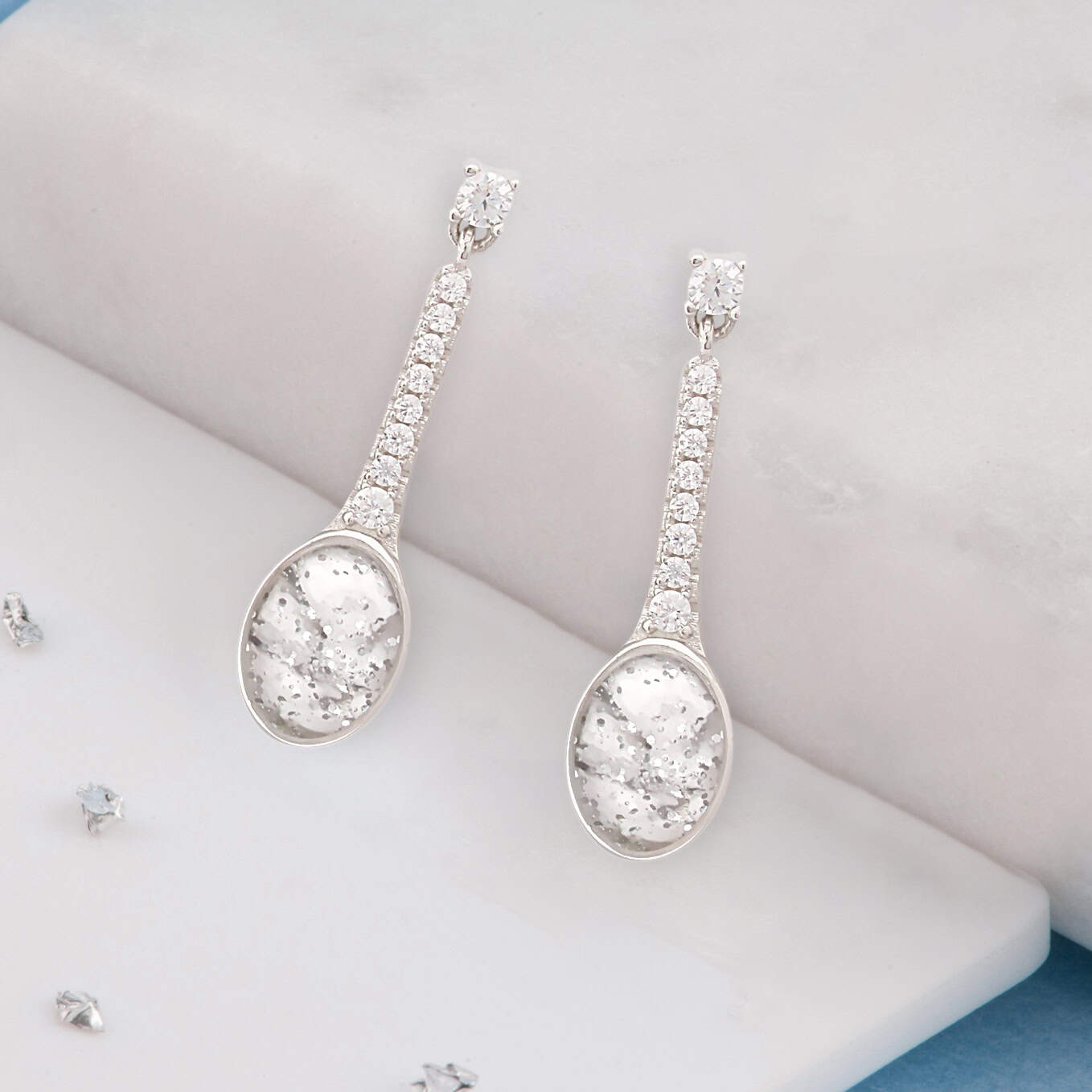 Ashes or hair crystal drop earrings