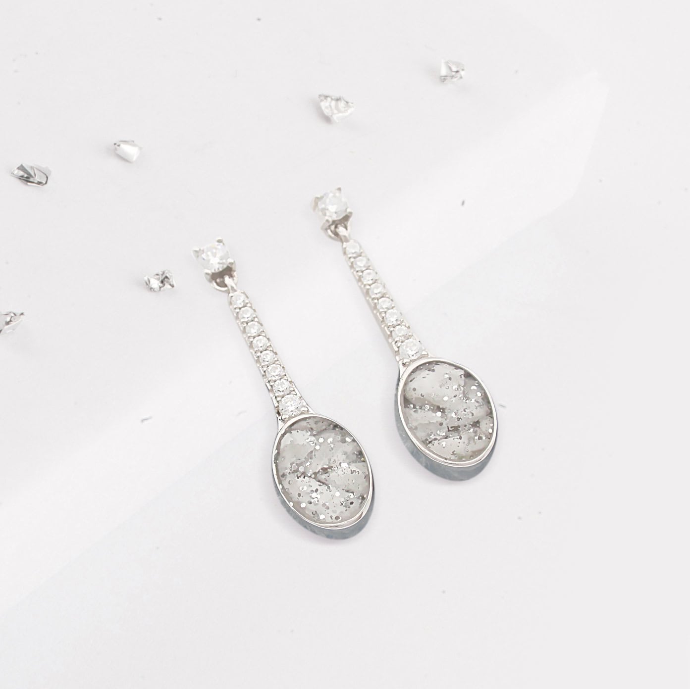 Ashes or hair crystal drop earrings
