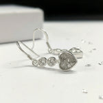 Ashes or hair crystal heart drop earrings