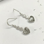 Ashes or hair crystal heart drop earrings