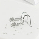 Ashes or hair crystal heart drop earrings