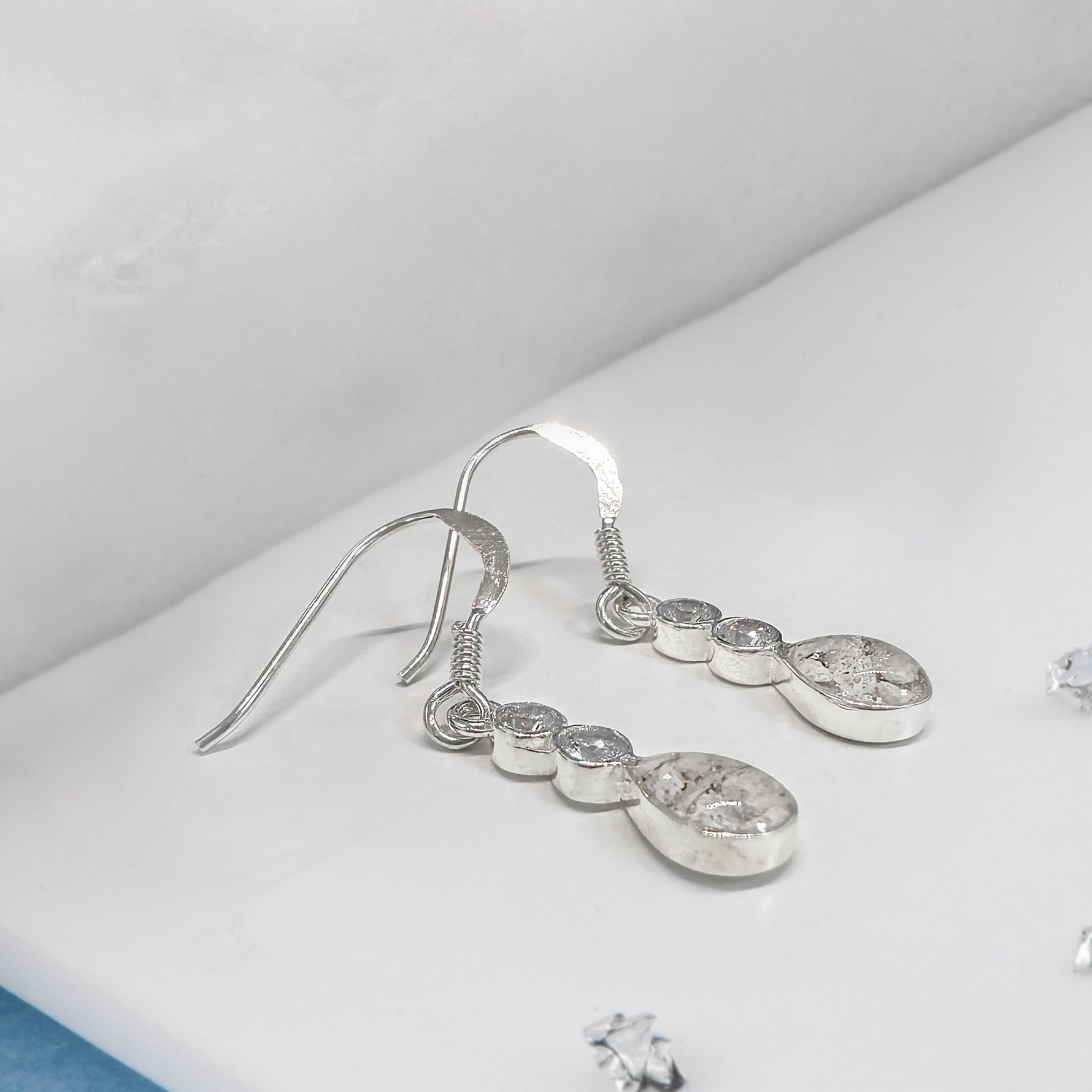 Ashes or hair crystal teardrop earrings