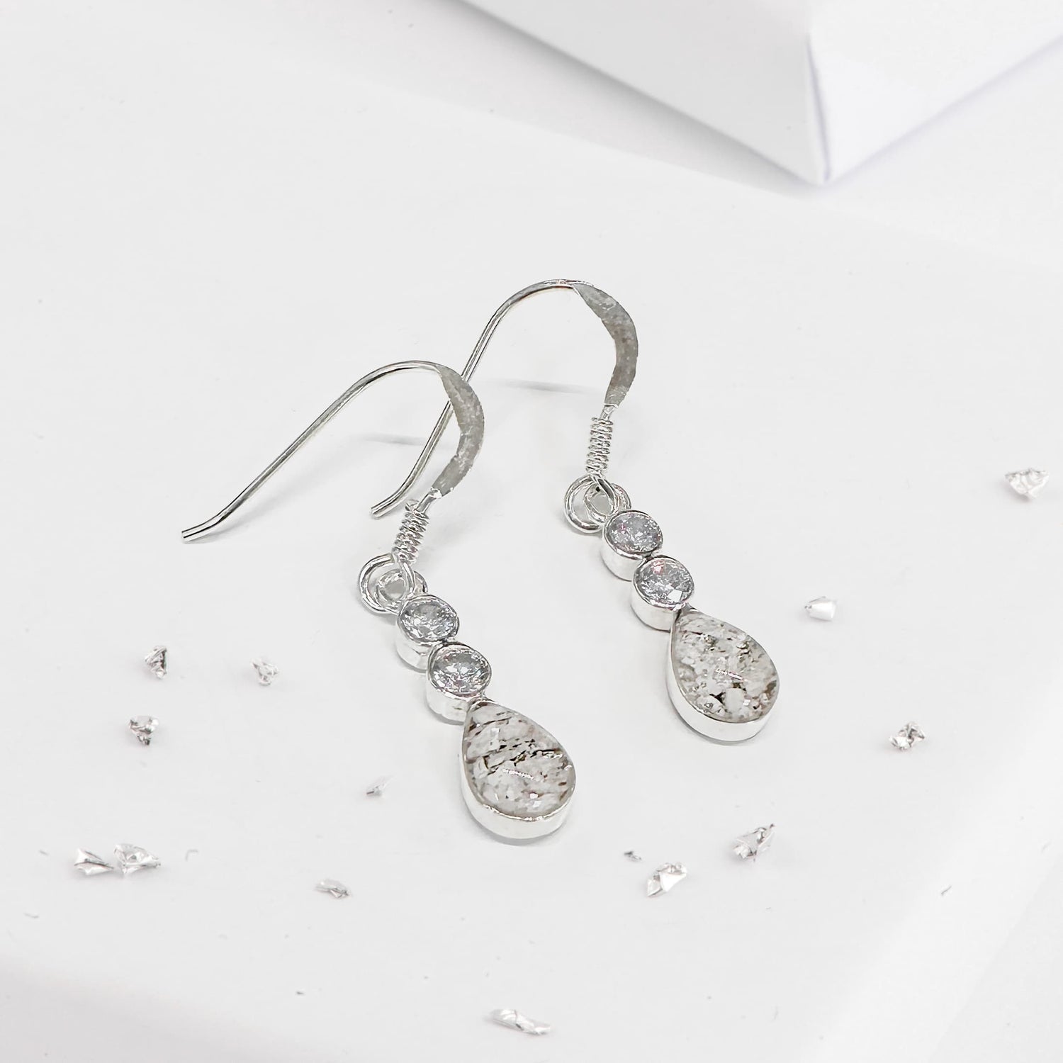 Ashes or hair crystal teardrop earrings