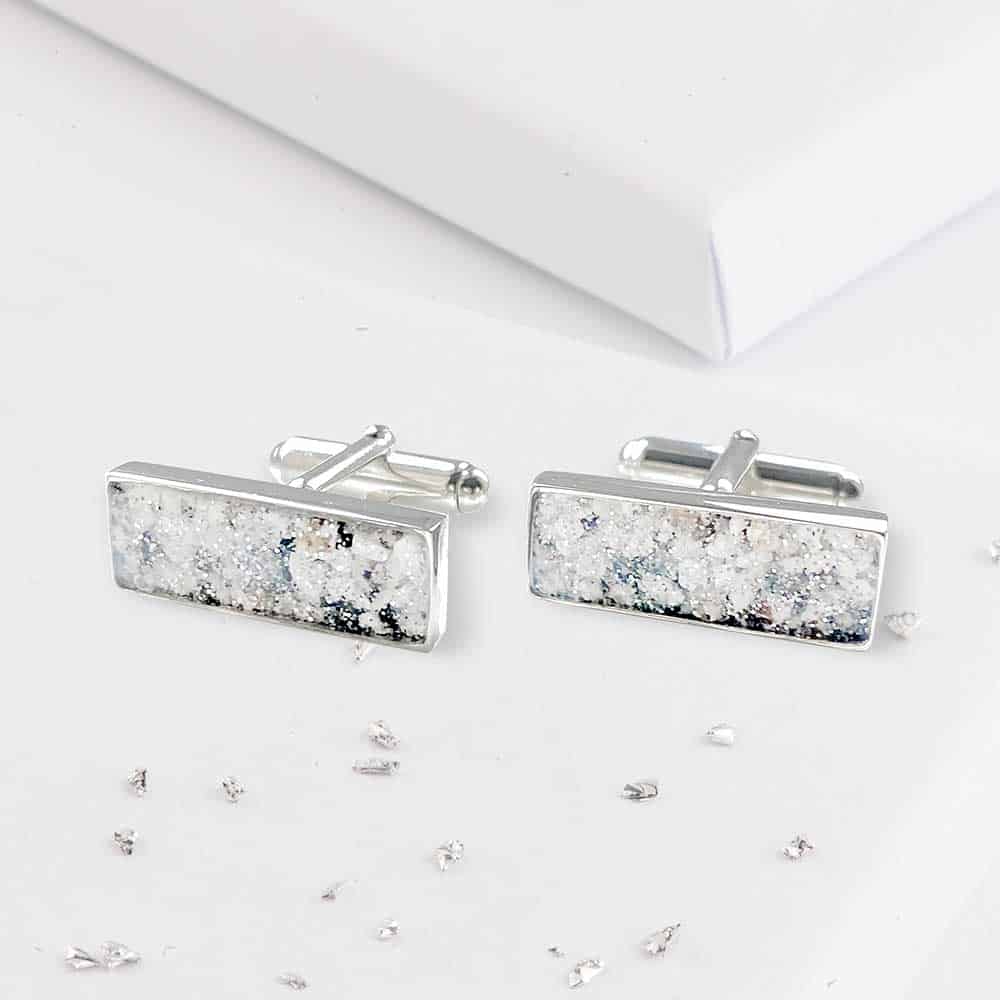 Ashes Or Hair Encapsulated Resin And Glitter Oblong Cufflinks