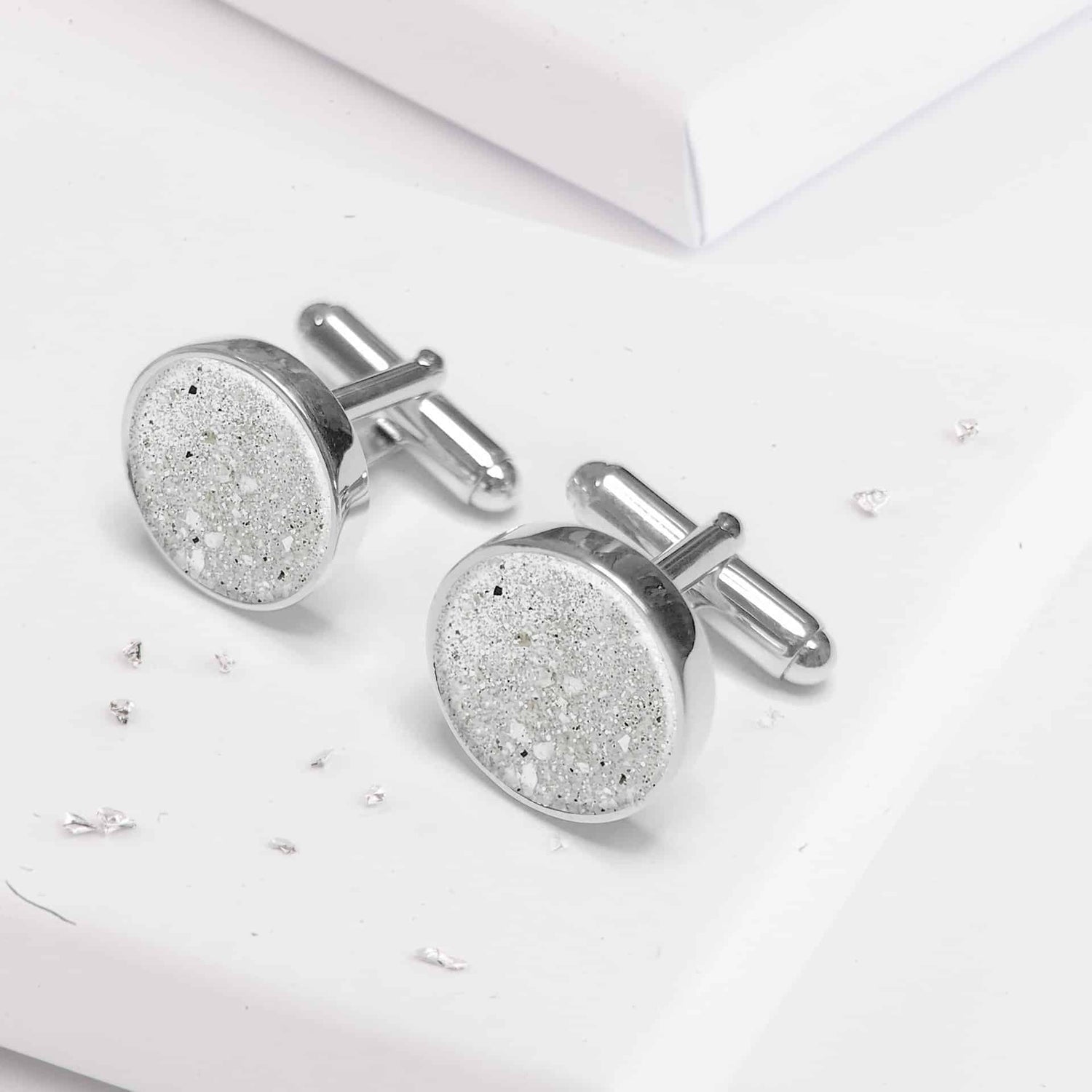 Ashes Or Hair Encapsulated Round Resin Cufflinks