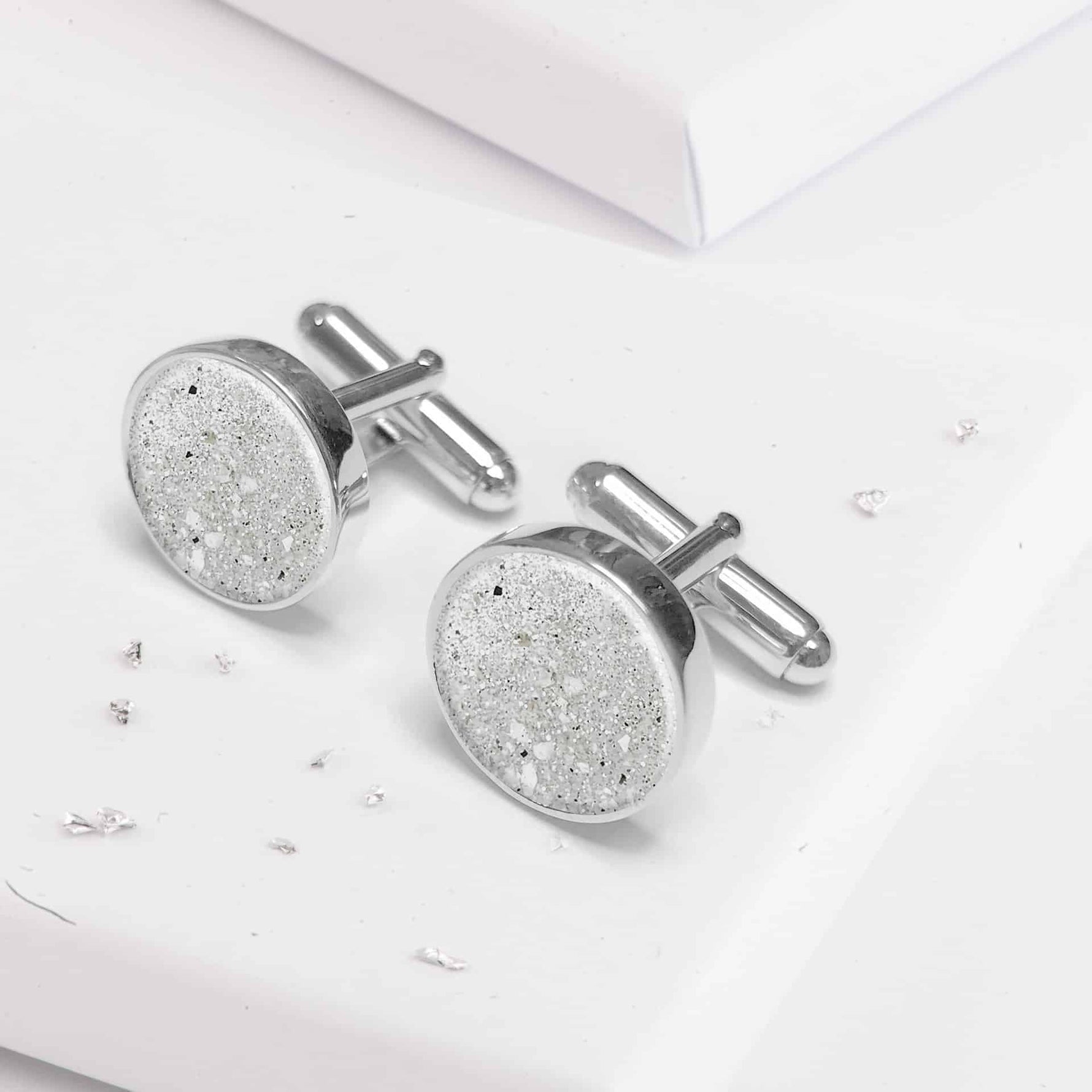 Ashes Or Hair Encapsulated Round Resin Cufflinks