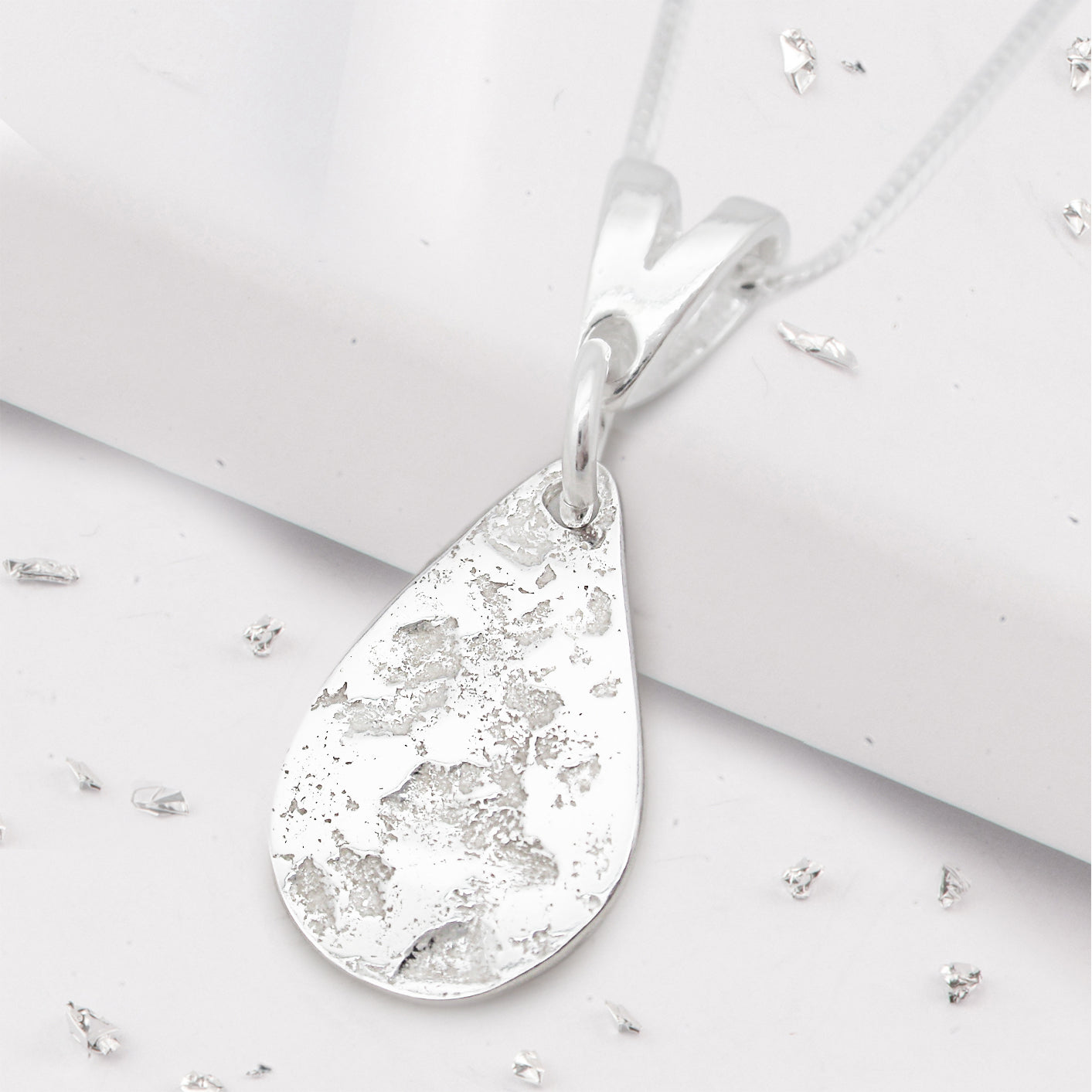 Ashes or Hair Imprint Teardrop Pendant