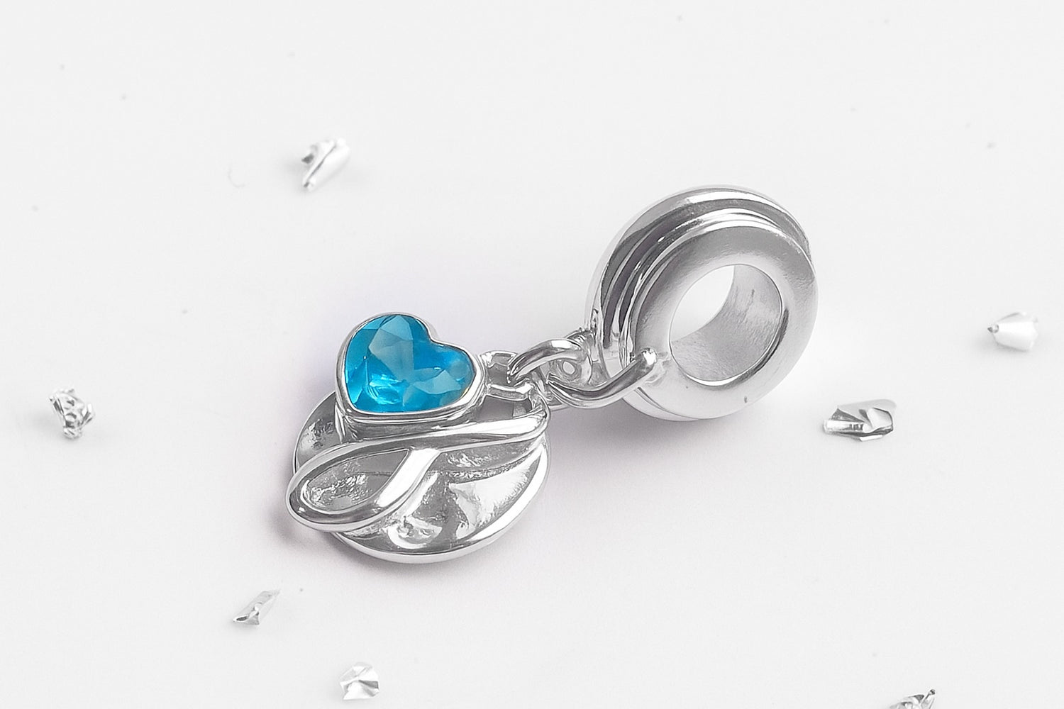 Ashes or Hair Imprinted Charm with Infinity Knot and Birthstone