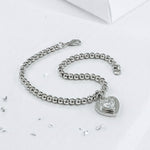 Ashes or Hair Imprinted Crystal Heart Bracelet