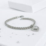 Ashes or Hair Imprinted Crystal Heart Bracelet
