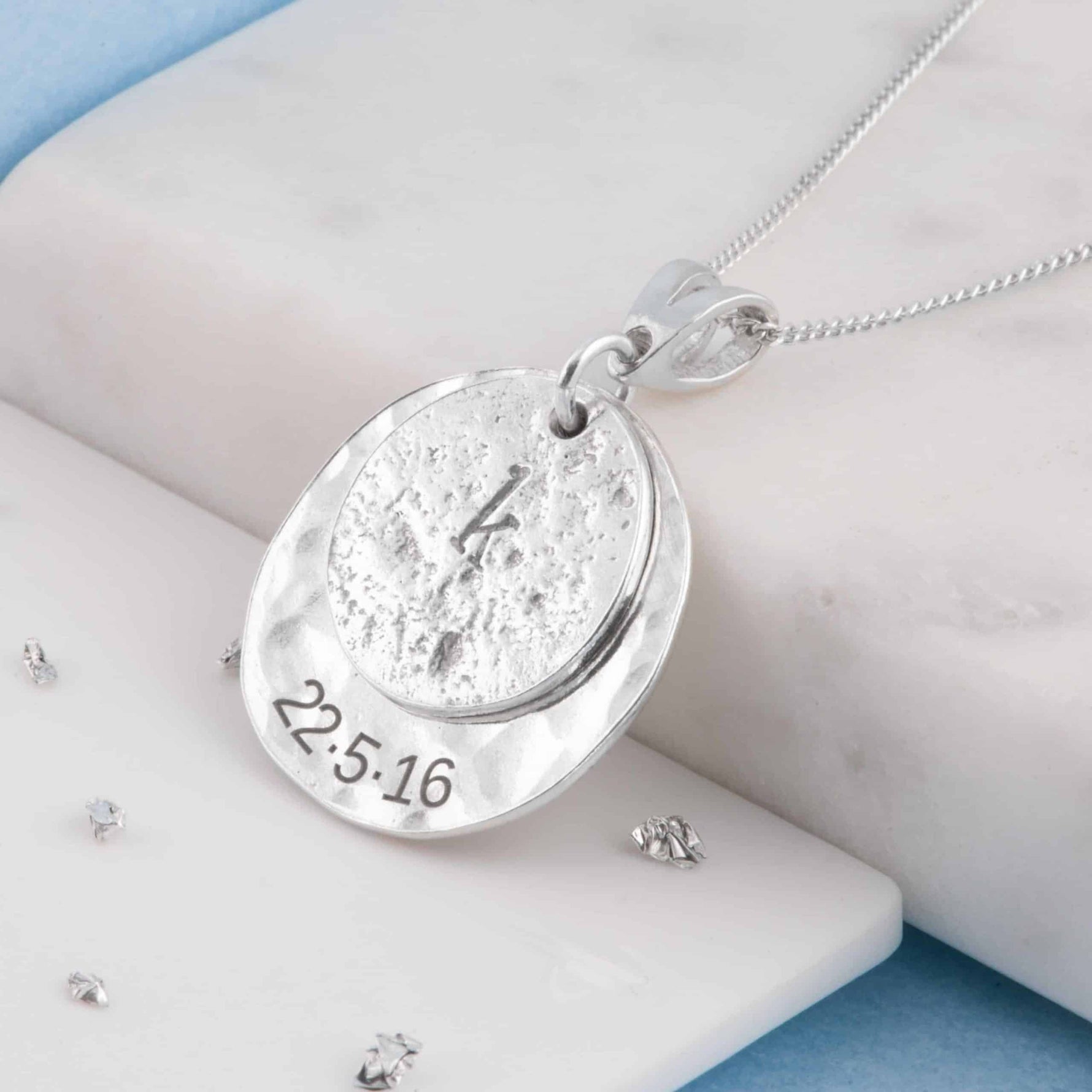 Ashes or Hair Imprinted Initial & Message Pendant