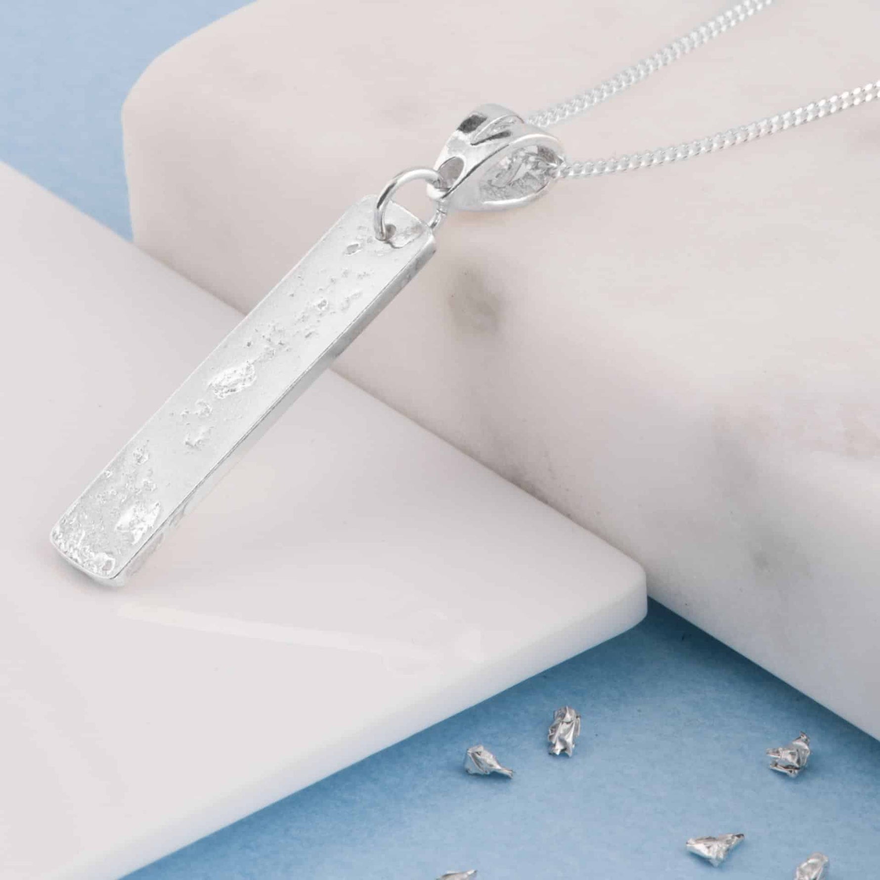 Ashes or Hair Imprinted Oblong Bar Pendant