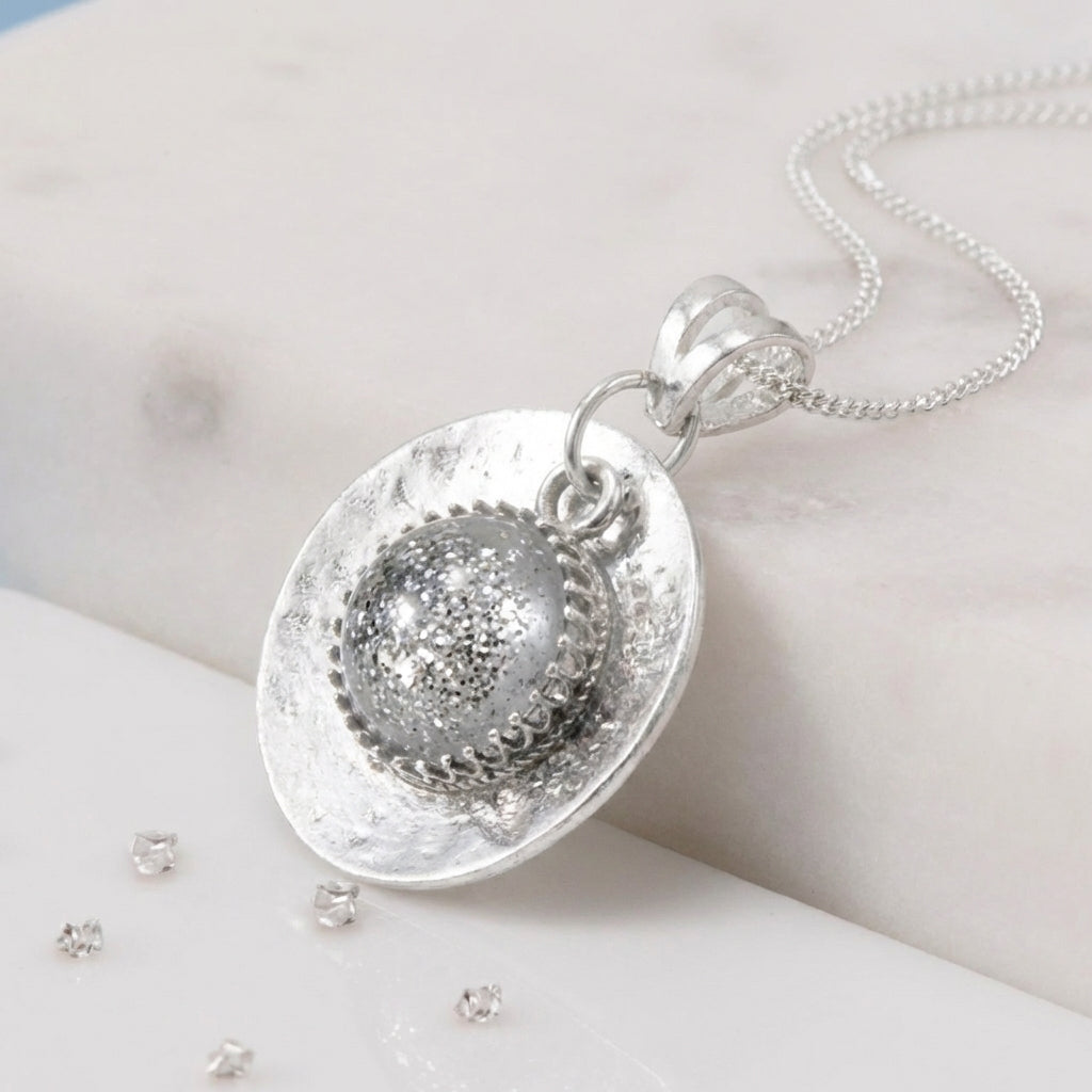 Ashes or Hair Imprinted Resin Gem Pendant