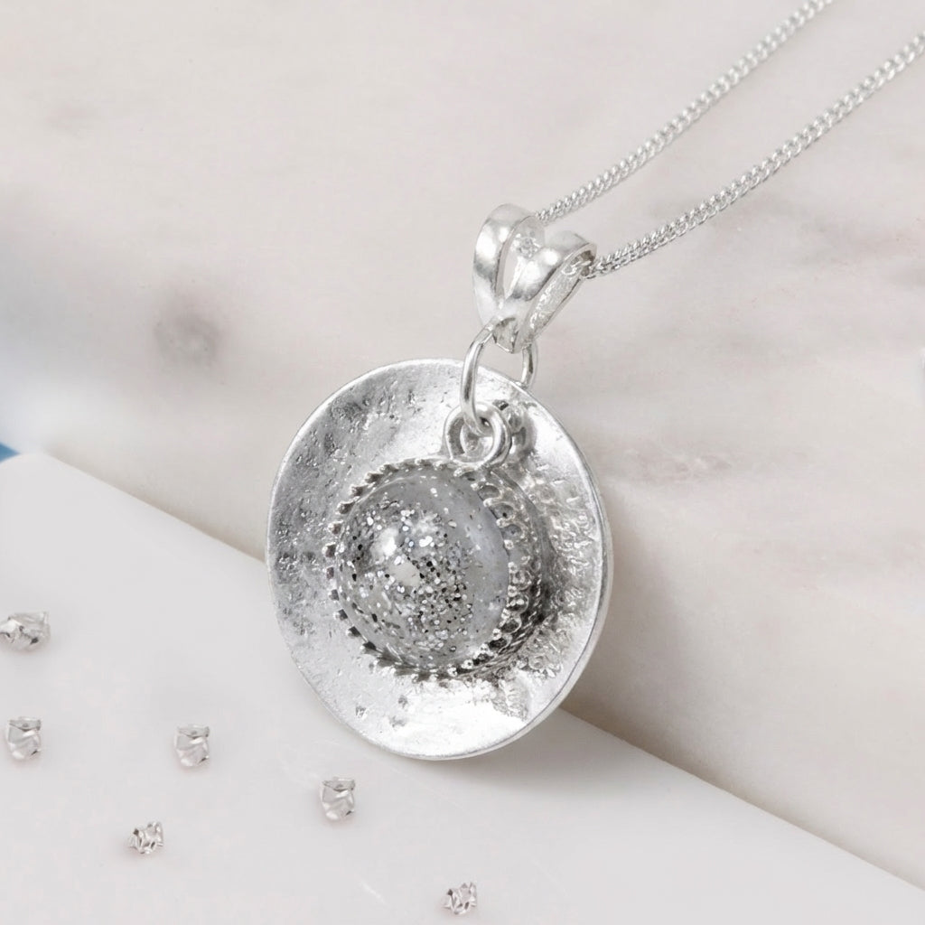 Ashes or Hair Imprinted Resin Gem Pendant