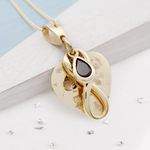 Ashes or Hair Imprinted Teardrop Birthstone Heart Pendant