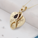 Ashes or Hair Imprinted Teardrop Birthstone Heart Pendant