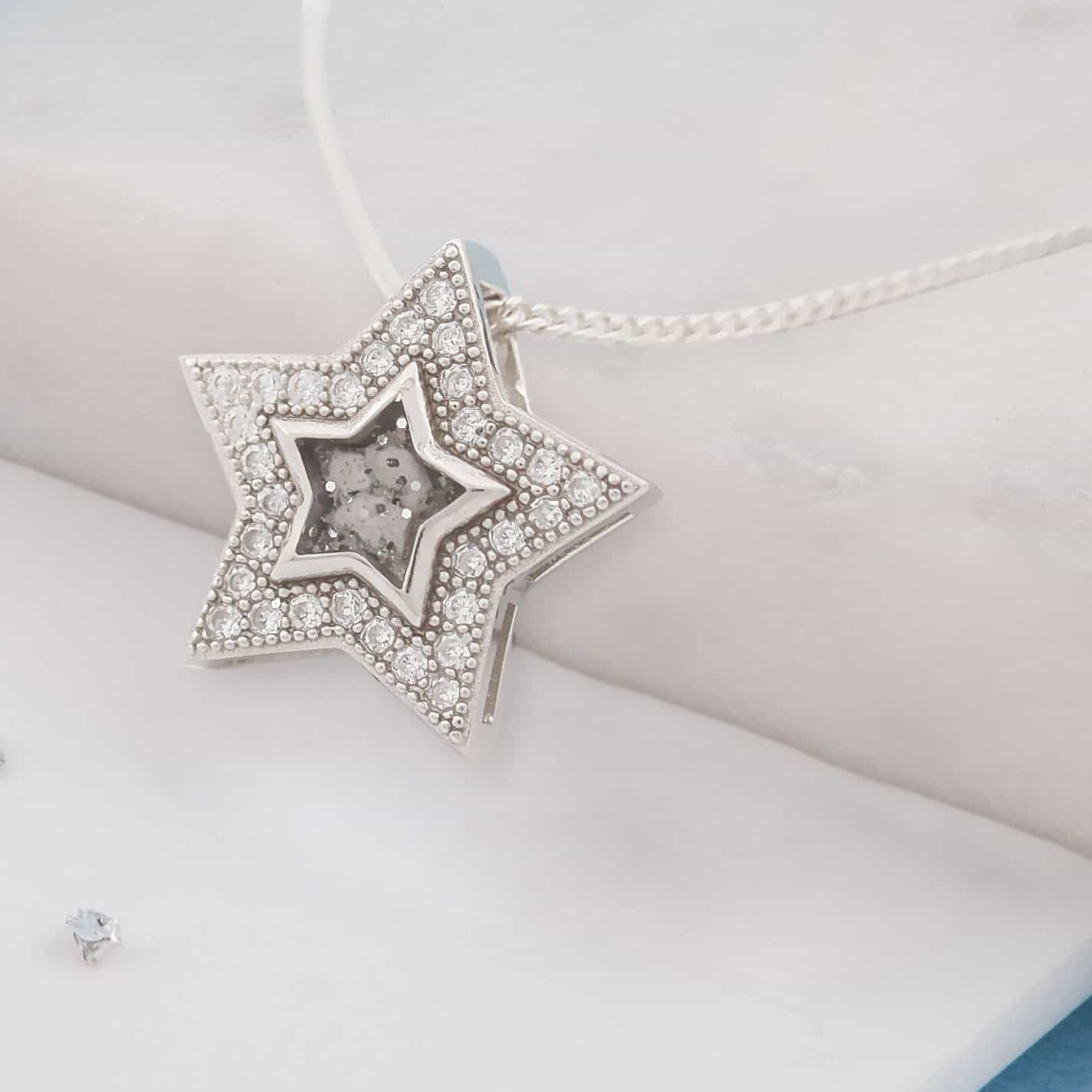 Ashes or hair inlaid Crystal Star pendant
