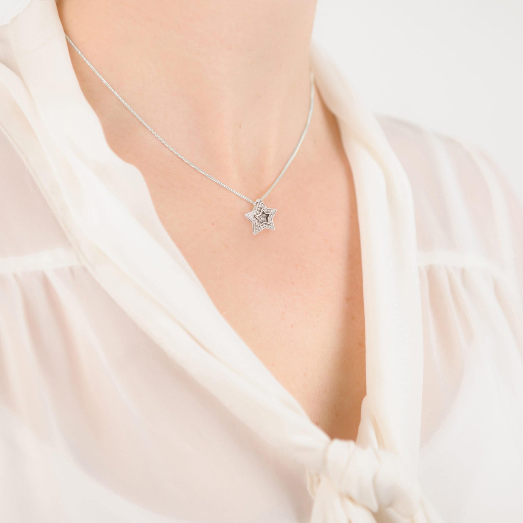 Ashes or hair inlaid Crystal Star pendant