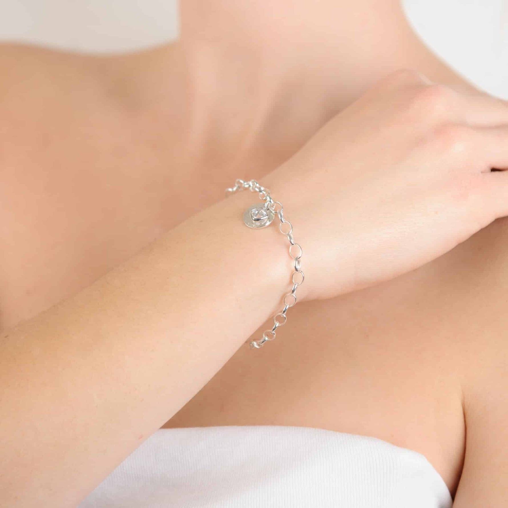 Ashes or Hair Memorial Birthstone Disc Bracelet